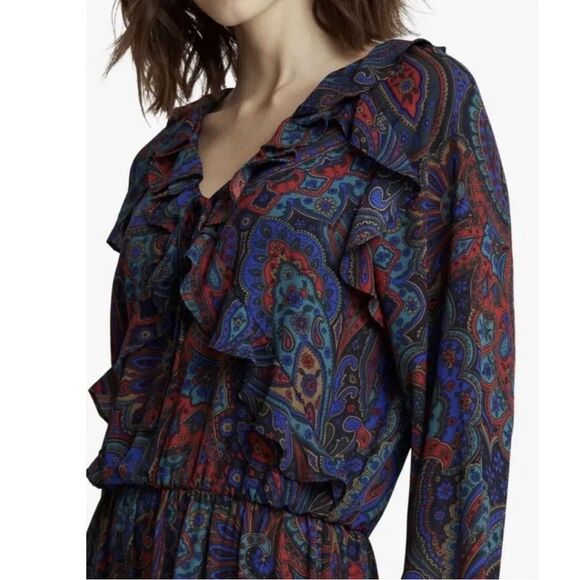 Lauren Ralph Lauren- Women’s Paisley Ruffle Dress - Size 2 - Picture 3 of 13